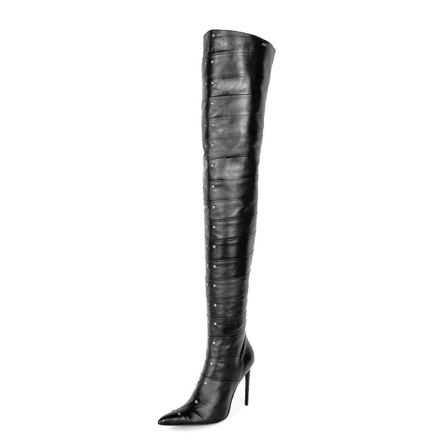 Dress To Impress | Fernando Berlin Thigh High Boots In Segmented Leather And Stiletto Heels Standard Size