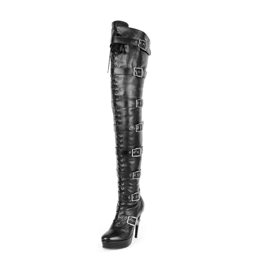 Dress To Impress | Fernando Berlin Thigh High Boots With Buckles And Stiletto Heels Standard Size