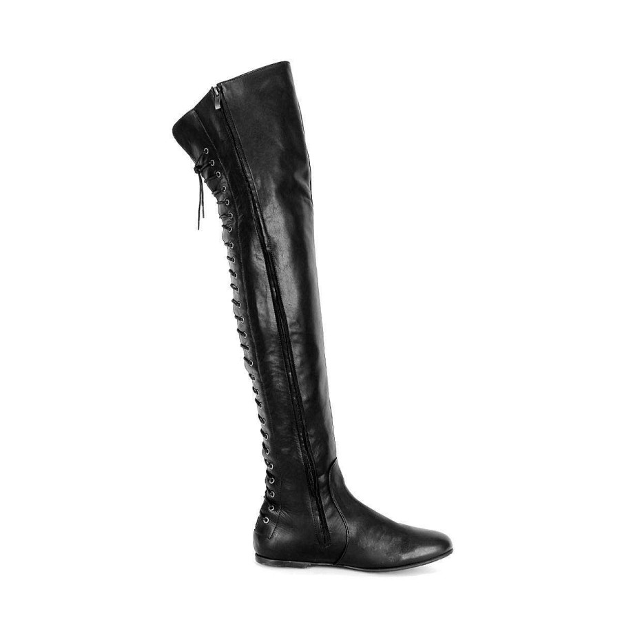 Everyday Darlings | Fernando Berlin Super Flat Over-The-Knee Boots With Lacing Standard Size