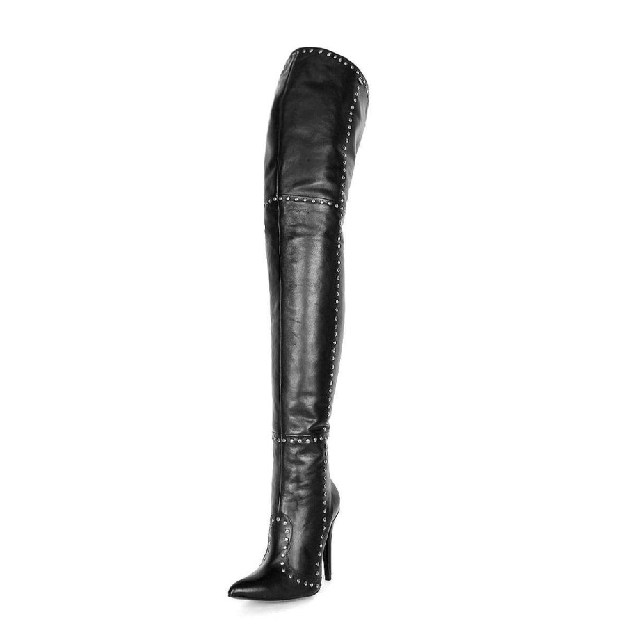 Boots Made-To-Measure | Fernando Berlin Thigh High Boots With Rivets And High Heels Made-To-Measure