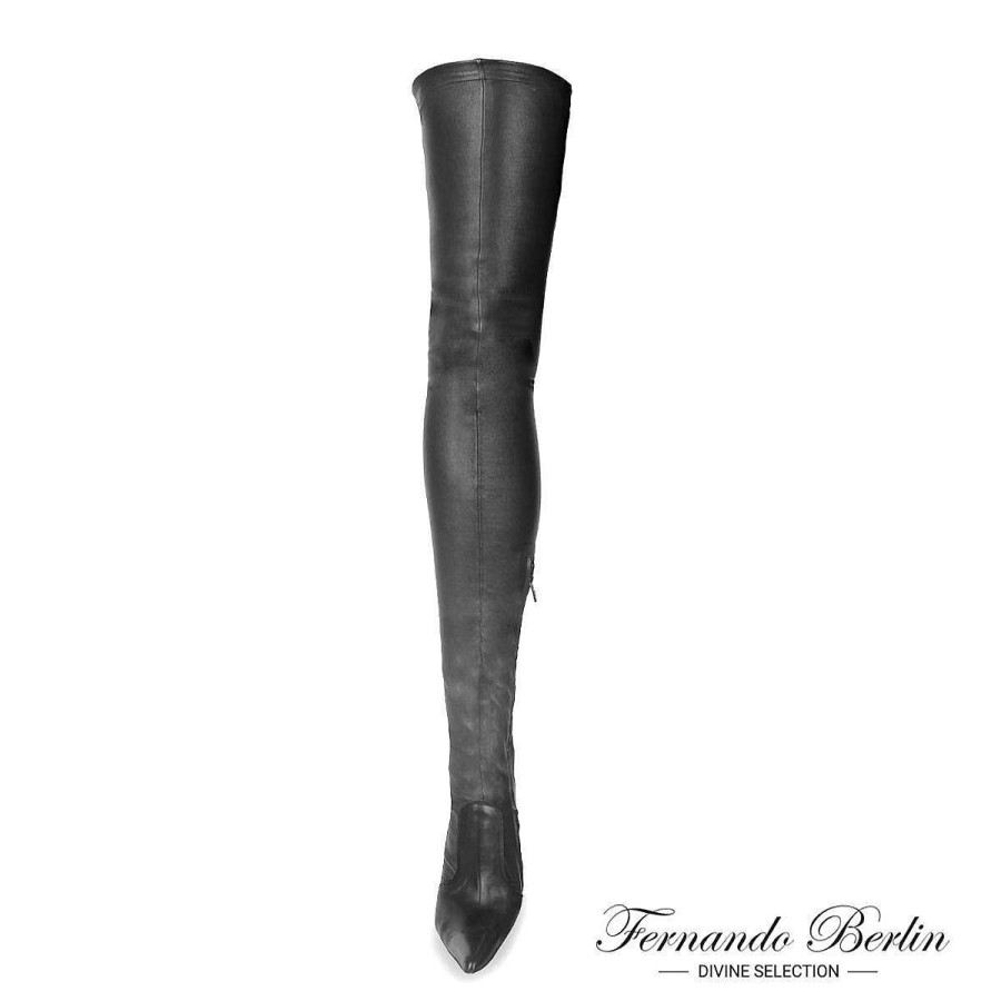 Dress To Impress | Fernando Berlin Thigh High Boots Stretchleather With Metal Heels Standard Size